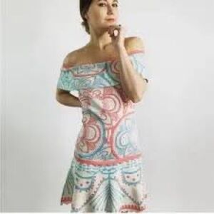 Foxiedox Anthropologie, On Off Shoulders, Flared Fitted Dress, Size‎ XL